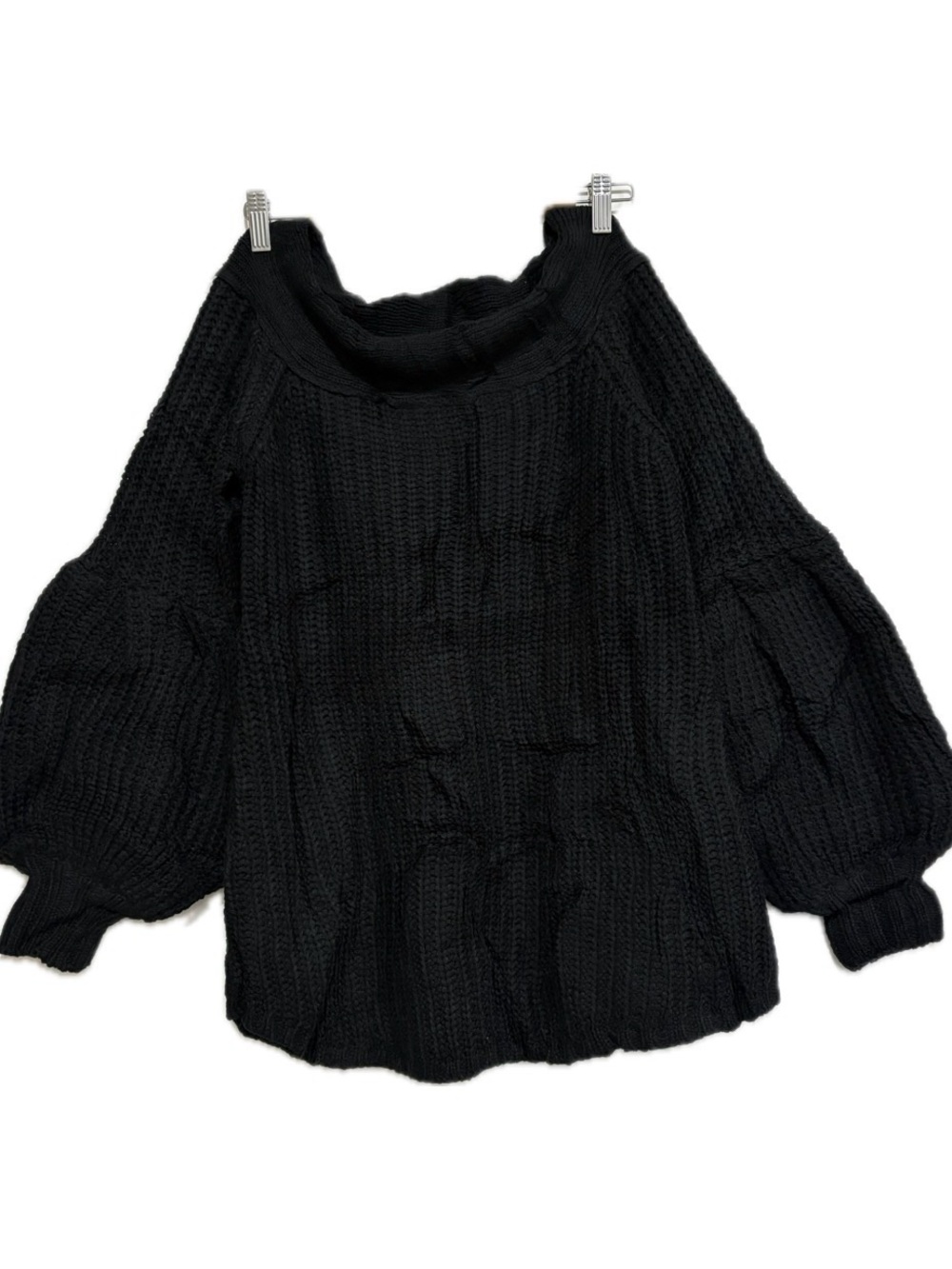 NWT PPLA Black Chunky Knit Sweater XS/S Ramie Cotton Blend